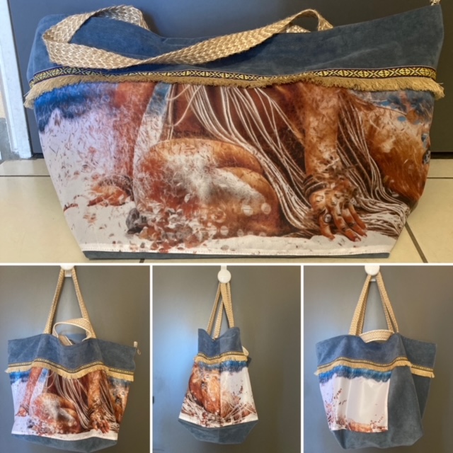 Sac de plage bohême shopping bleu